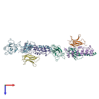 PDB entry 1nfi coloured by chain, top view.