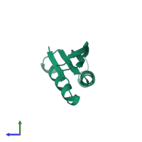 PDB entry 1nfj coloured by chain, side view.