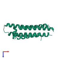 PDB entry 1nfn coloured by chain, top view.