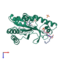 PDB entry 1nfp coloured by chain, top view.