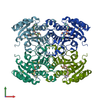 PDB entry 1nfr coloured by chain, front view.