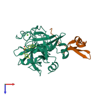 PDB entry 1nfy coloured by chain, top view.