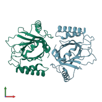 PDB entry 1ng5 coloured by chain, front view.