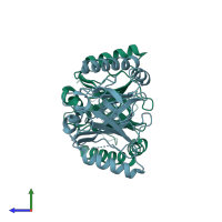 PDB entry 1ng5 coloured by chain, side view.