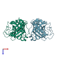 PDB entry 1ng5 coloured by chain, top view.