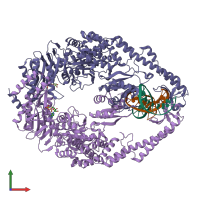 PDB entry 1ng9 coloured by chain, front view.