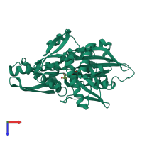 Monomeric assembly 1 of PDB entry 1nga coloured by chemically distinct molecules, top view.