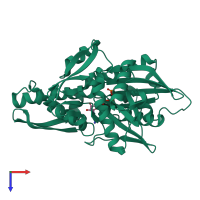 PDB entry 1ngb coloured by chain, top view.