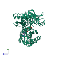 PDB entry 1ngc coloured by chain, side view.