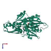 PDB entry 1ngc coloured by chain, top view.