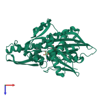 PDB entry 1ngg coloured by chain, top view.