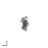 PDB entry 1ngm coloured by chain, side view.