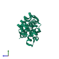 PDB entry 1ngn coloured by chain, side view.