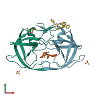 PDB entry 1nh0 coloured by chain, front view.