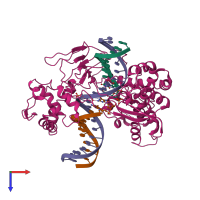 PDB entry 1nh3 coloured by chain, top view.