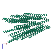 PDB entry 1nh4 coloured by chain, ensemble of 20 models, top view.