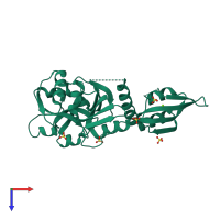 PDB entry 1nh7 coloured by chain, top view.