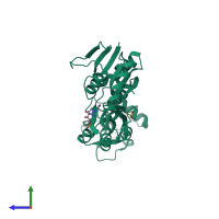 PDB entry 1nh8 coloured by chain, side view.