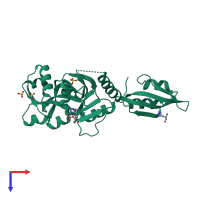 PDB entry 1nh8 coloured by chain, top view.