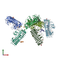 PDB entry 1nhc coloured by chain, front view.