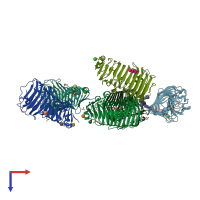 PDB entry 1nhc coloured by chain, top view.