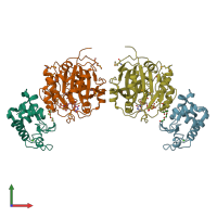 PDB entry 1nhe coloured by chain, front view.