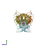 PDB entry 1nhe coloured by chain, side view.