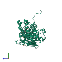 PDB entry 1nhi coloured by chain, side view.