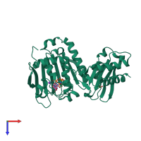 PDB entry 1nhi coloured by chain, top view.