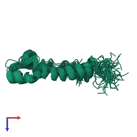 PDB entry 1nhn coloured by chain, ensemble of 41 models, top view.