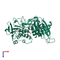 PDB entry 1nhs coloured by chain, top view.