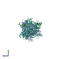 PDB entry 1nhv coloured by chain, side view.