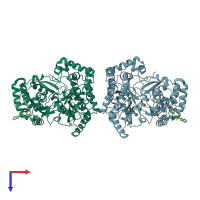 PDB entry 1nhv coloured by chain, top view.