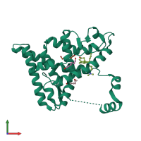 PDB entry 1nhz coloured by chain, front view.