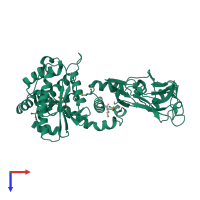 PDB entry 1ni5 coloured by chain, top view.