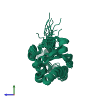 PDB entry 1ni7 coloured by chain, ensemble of 20 models, side view.