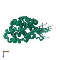 PDB entry 1ni7 coloured by chain, ensemble of 20 models, top view.