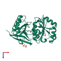 PDB entry 1ni9 coloured by chain, top view.