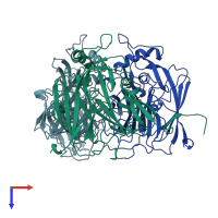 PDB entry 1nia coloured by chain, top view.