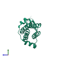PDB entry 1nig coloured by chain, side view.