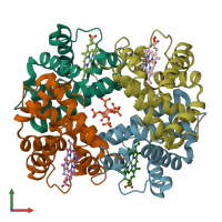 PDB entry 1nih coloured by chain, front view.