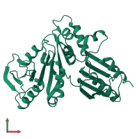 PDB entry 1nij coloured by chain, front view.