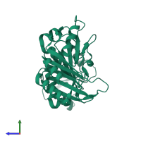 PDB entry 1nij coloured by chain, side view.