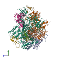 PDB entry 1nik coloured by chain, side view.