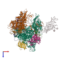 PDB entry 1nik coloured by chain, top view.