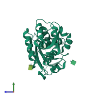 PDB entry 1nio coloured by chain, side view.