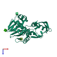 PDB entry 1nio coloured by chain, top view.