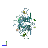 PDB entry 1niv coloured by chain, side view.