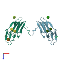 PDB entry 1niv coloured by chain, top view.