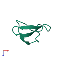 Mu-theraphotoxin-Hhn1b 1 in PDB entry 1niy, assembly 1, top view.